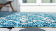 Load image into Gallery viewer, Outdoor Tribal Trellis Rug in Teal