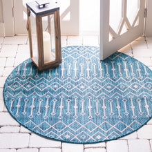 Load image into Gallery viewer, Outdoor Tribal Trellis Rug in Teal