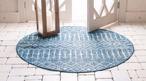 Outdoor Tribal Trellis Rug in Teal