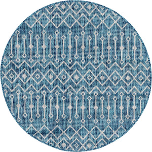 Outdoor Tribal Trellis Rug in Teal