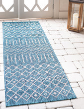 Load image into Gallery viewer, Outdoor Tribal Trellis Rug in Teal