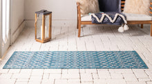 Load image into Gallery viewer, Outdoor Tribal Trellis Rug in Teal