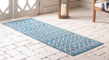 Load image into Gallery viewer, Outdoor Tribal Trellis Rug in Teal