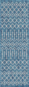 Outdoor Tribal Trellis Rug in Teal