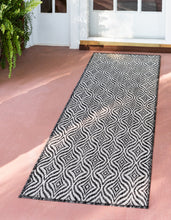 Load image into Gallery viewer, Outdoor Deco Trellis Rug in Charcoal