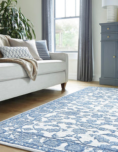 Floral Boston Rug in Ivory/Blue