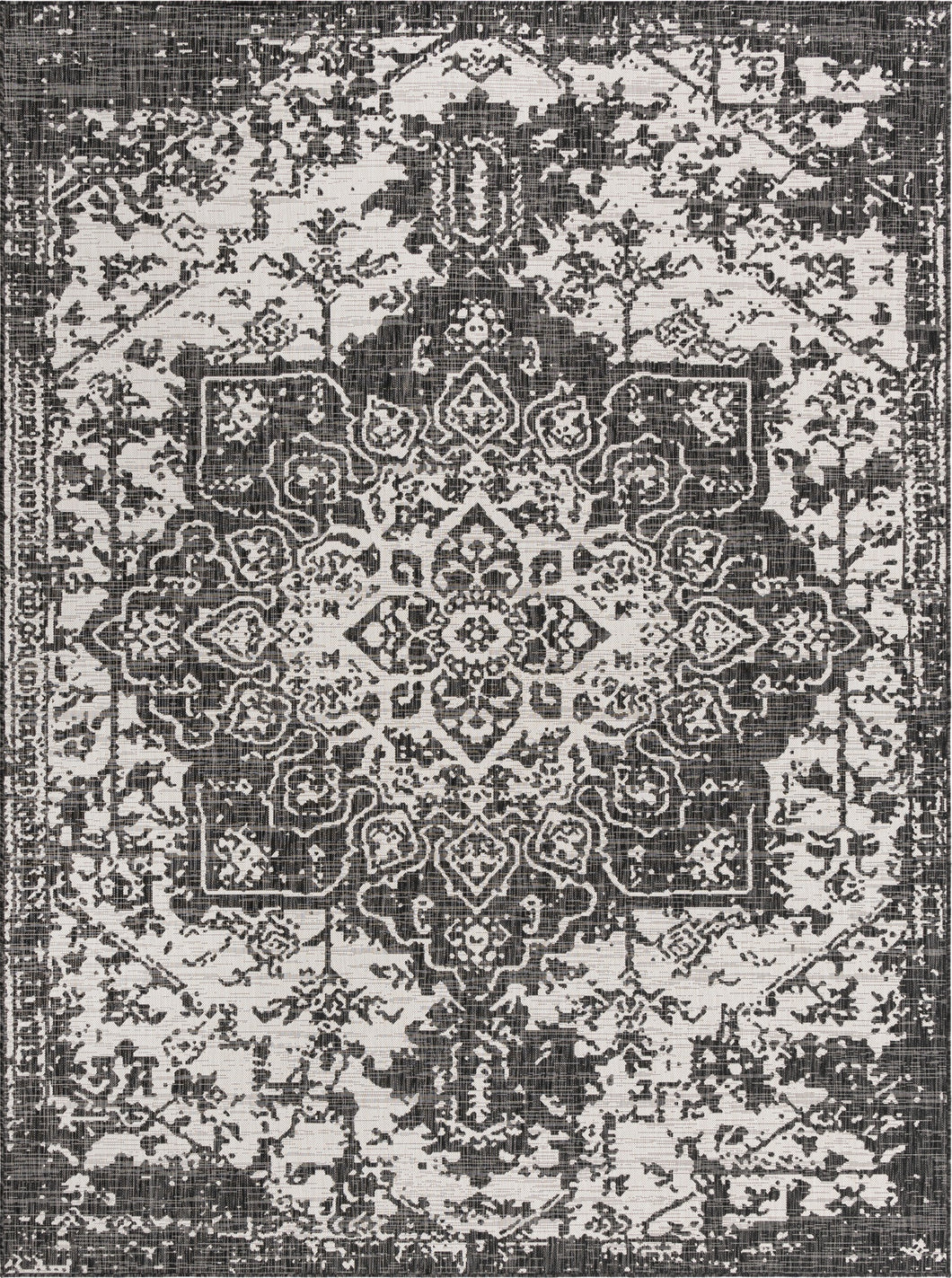 Dubai Outdoor Rug in Charcoal by Jill Zarin