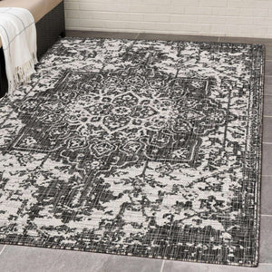 Dubai Outdoor Rug in Charcoal by Jill Zarin